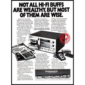 1981 Pioneer CT-F1250 HiFi Cassette Tape Deck Vintage Print Ad Audiophile Art